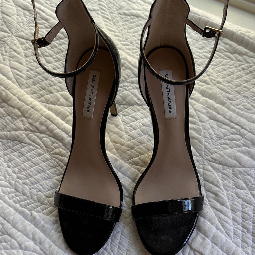 Saks Fifth Avenue Black Ankle Strap Heels